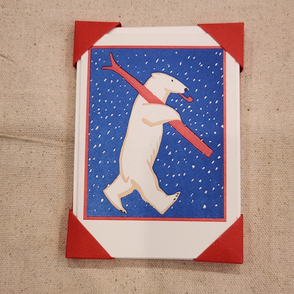 New Archivist Letterpress Polar Bear Christmas Cards Box Set 5 UK Made Artisan